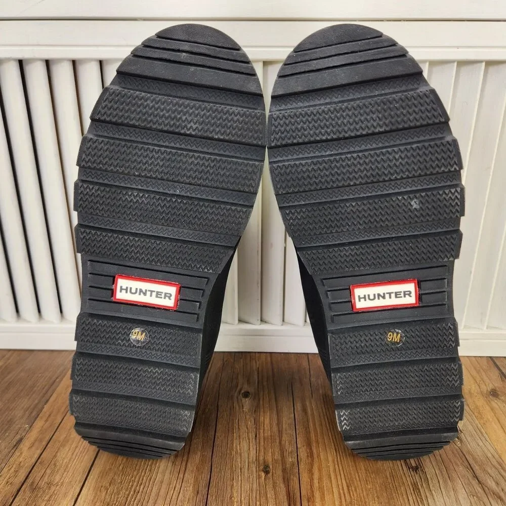 Hunter Askern Womens 9 M Black Short Slip On Platform Insulated Waterproof Boots